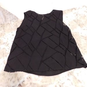 Black Sheer Tank with geometrical design